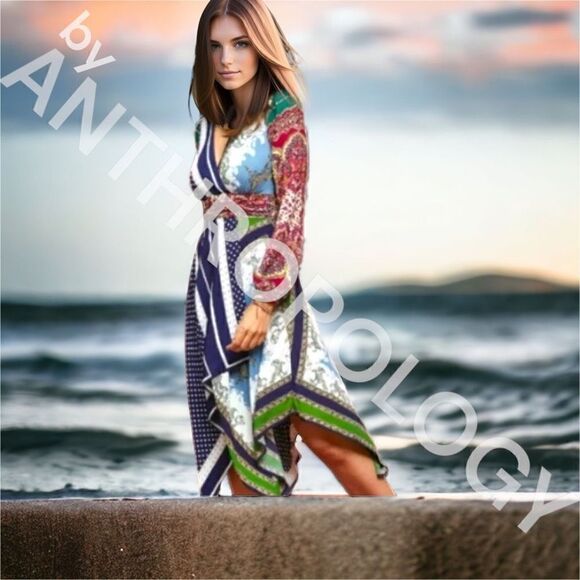 Anthropologie Dresses & Skirts - Anthropologie Women's 0 Moulinette Soeurs Istanbul Wrap Dress Multi-Color HOBO